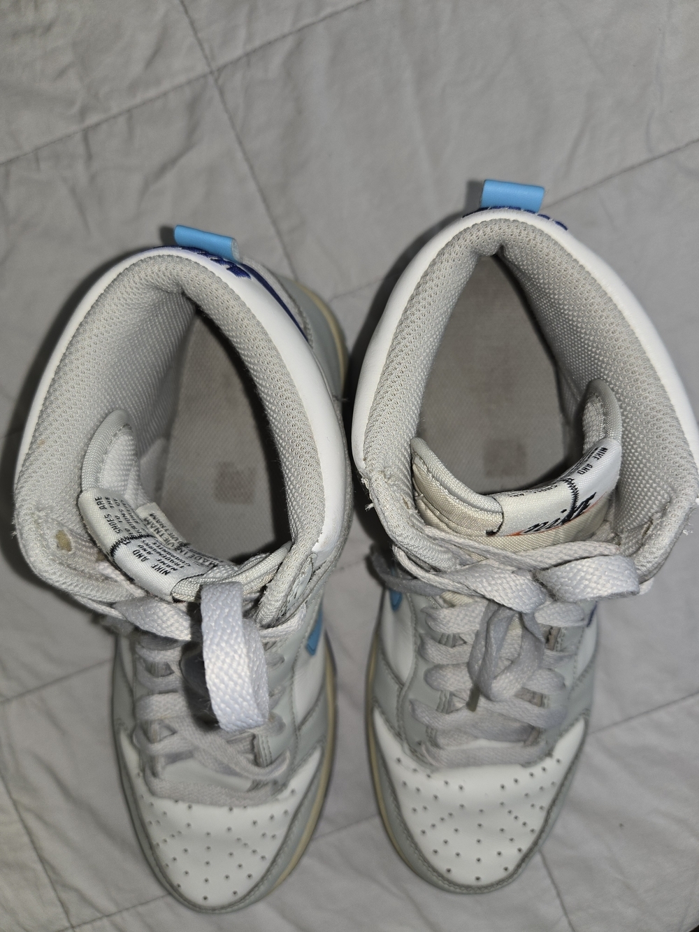 Nike Dunk High Retro Big Boys Shoes Sneakers Size 7Y Grey/white/blue - Picture 8 of 10
